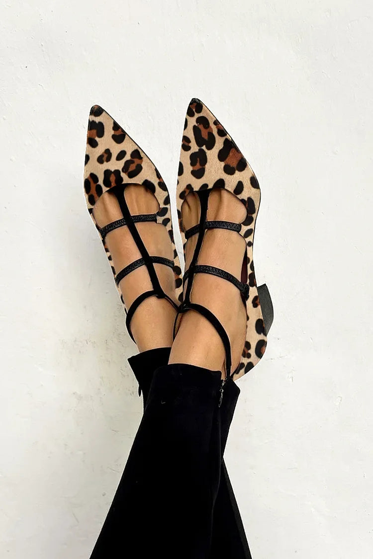 Leopard Strap Ballet Heels
