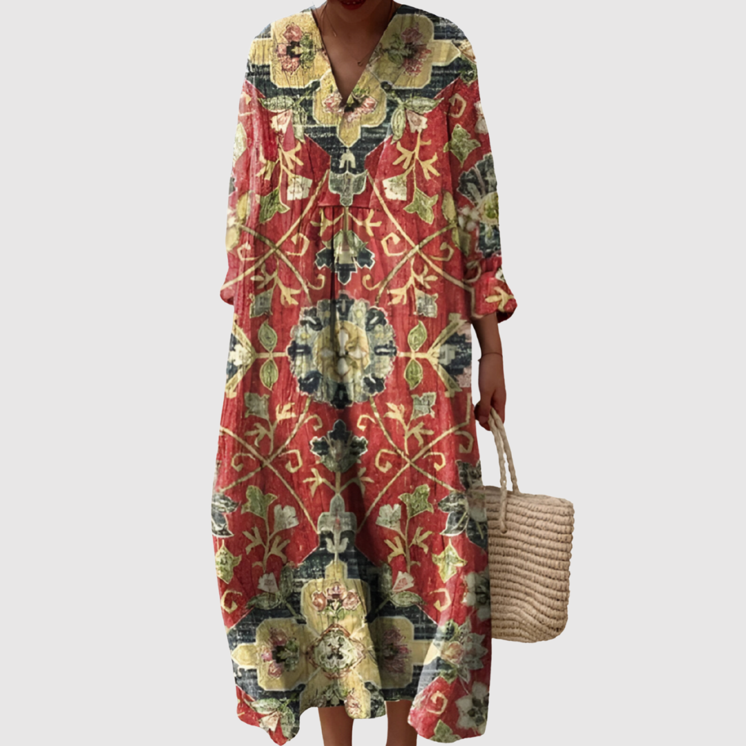Bohemian Tapestry Long Sleeve Dress