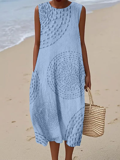 Soft Embroidered Sleeveless Midi Dress