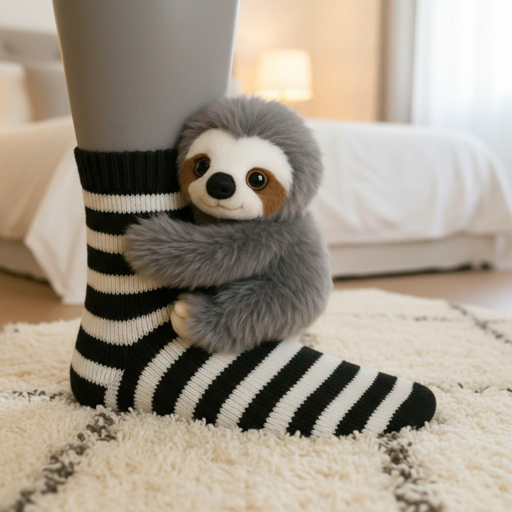 Cozy Striped Sloth Socks