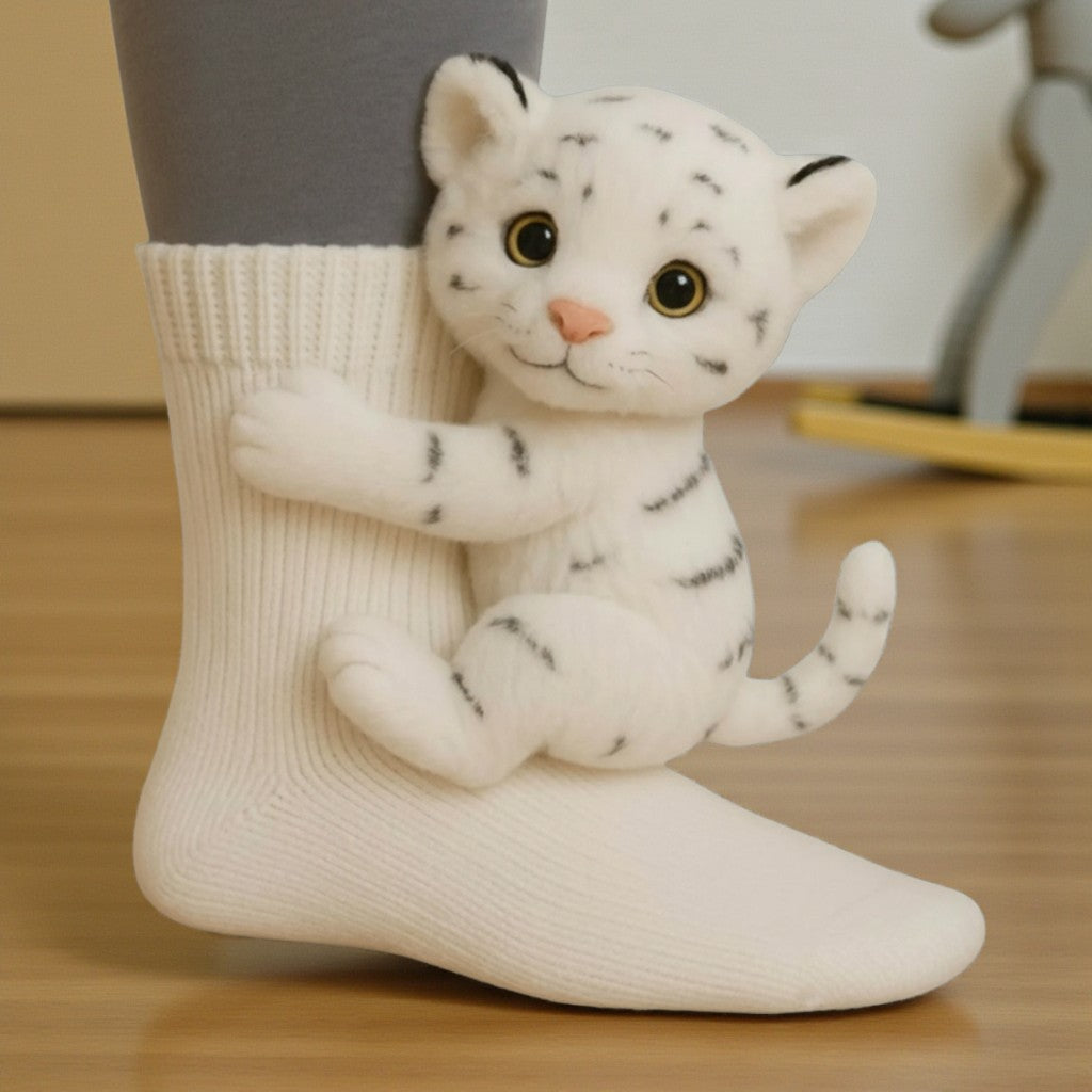 Cozy White Tiger Socks
